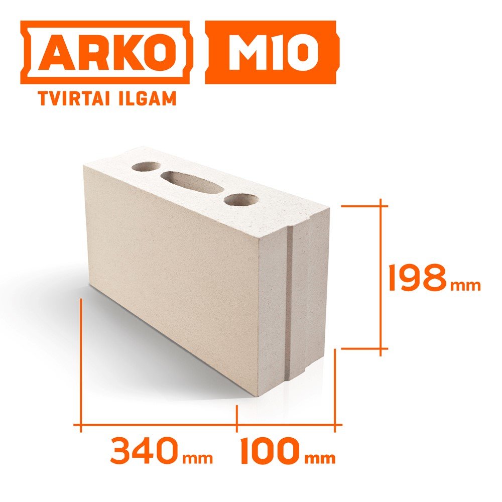 Silikatiniai blokeliai ARKO M10 340 x 100 x 198 mm – vnt.